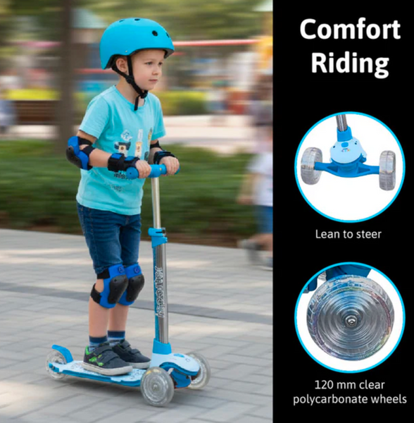 Детский трехколесный самокат Best Scooter LS-28099: подсветка руля и деки (7 цветов) 193232 фото