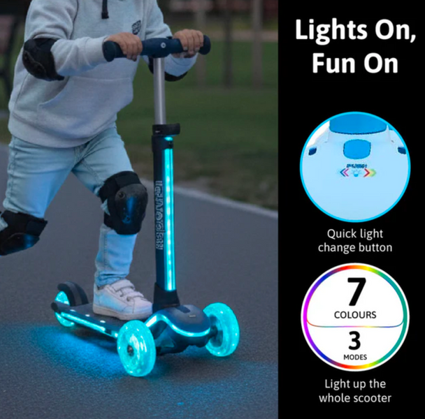 Детский трехколесный самокат Best Scooter LS-28099: подсветка руля и деки (7 цветов) 193232 фото