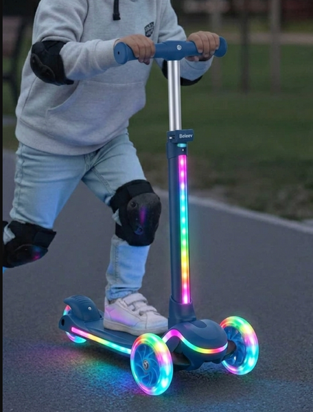 Дитячий триколісний самокат Best Scooter LS-28099: підсвічування керма та деки (7 кольорів) 193233 фото