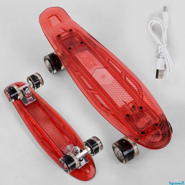 Скейт Пенни борд Best Board S-30966: Прозрачная дека с 5 режимами сияния и USB-зарядкой 104508 фото