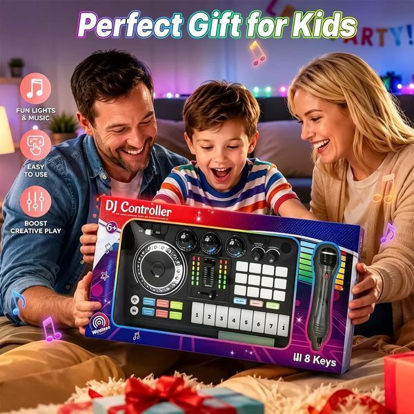 Детская музыкальная установка 208 с Bluetooth, подсветкой клавиш, DJ-эффектами, микрофоном и USB-кабелем 198495 фото