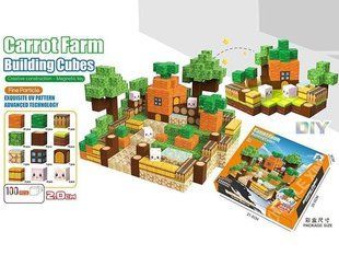 Магнитный конструктор Carrot Farm 100 деталей: кубики 2 см, стиль Minecraft 189329 фото