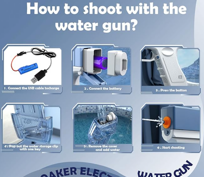 Водяний пістолет Глок електричний для дітей Water Gun Glock на акумуляторі 7778 фото