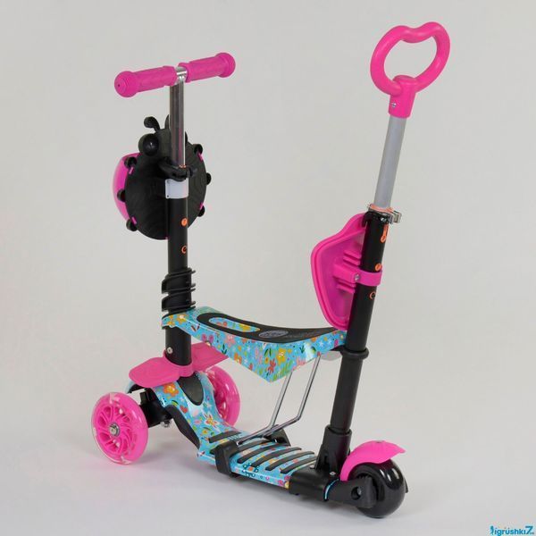 Самокат 5в1 Best Scooter 26901 Абстракція: Трансформер з батьківською ручкою та світловими колесами 84217 фото