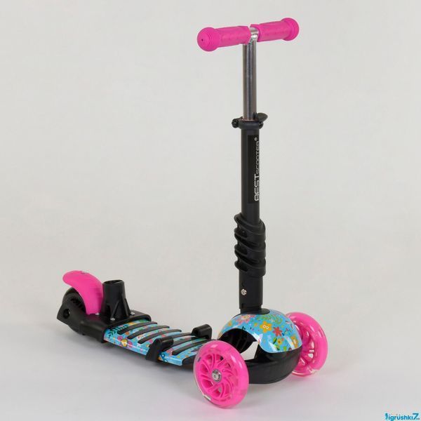Самокат 5в1 Best Scooter 26901 Абстракція: Трансформер з батьківською ручкою та світловими колесами 84217 фото