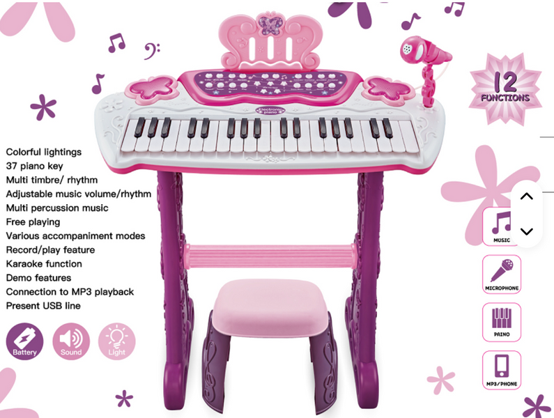 Детское пианино 883B &ldquo;Electronic Piano&rdquo; с микрофоном, подсветкой и функцией записи 144982 фото