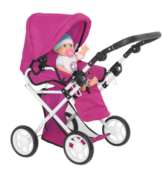 Дитяча коляска для ляльок Оригінал 2 в 1 Carrello Unica 9346 Hot Pink (Рожева) &mdash; з люлькою та сумкою 9346 фото