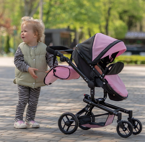 Коляска для ляльок 2 в 1 Carrello Fortuna 9695: Трансформер з реверсивним блоком (Pink) 9695 фото