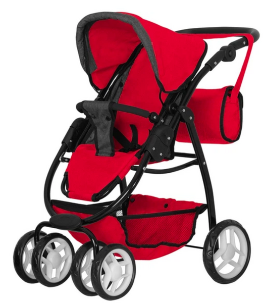 Дитяча коляска для ляльок 2 в 1 Carrello Avanti 9662 Red: Маневрена модель з поворотною ручкою 9662 фото