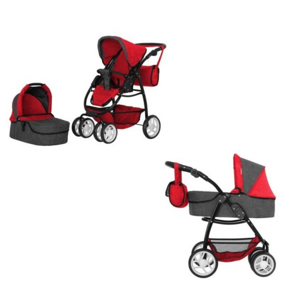 Дитяча коляска для ляльок 2 в 1 Carrello Avanti 9662 Red: Маневрена модель з поворотною ручкою 9662 фото