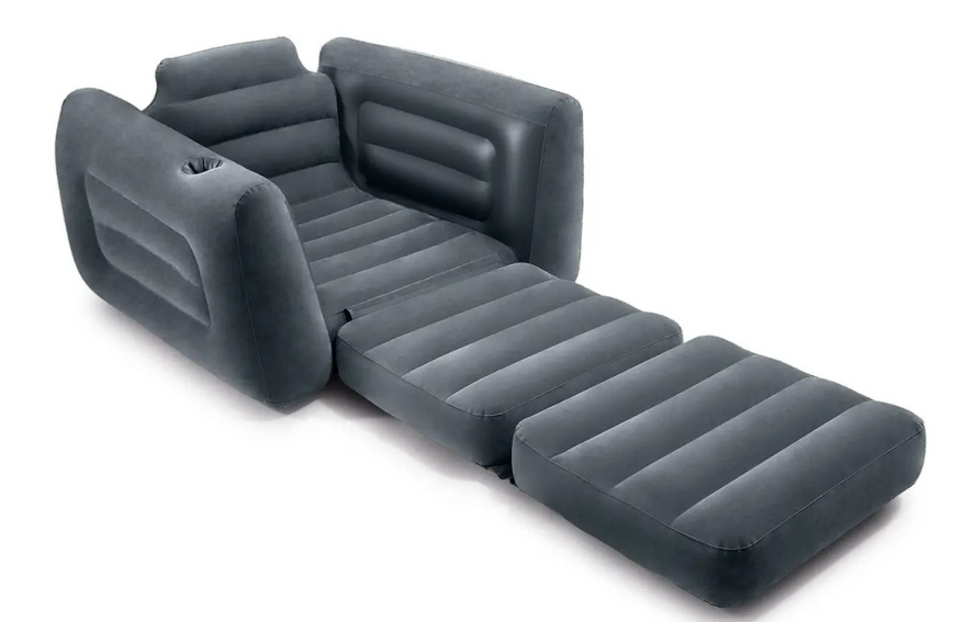Надувное кресло-кровать Intex 66551 Pull-Out Chair (117х224х66 см) с подстаканником 85318 фото