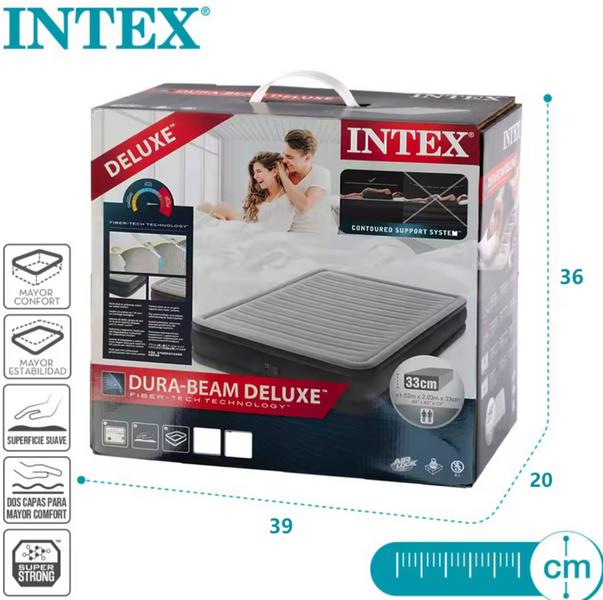 Intex Велюр матрас 67770 размер 152х203х33 см, двухместный, со встроенным насосом 220V 67770 фото