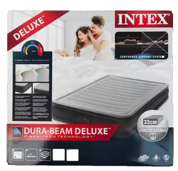 Intex Велюр матрас 67770 размер 152х203х33 см, двухместный, со встроенным насосом 220V 67770 фото