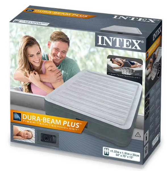 Intex Велюр матрас 67768 размер 137х191х33 см, полуторный, со встроенным насосом 220V 67768 фото