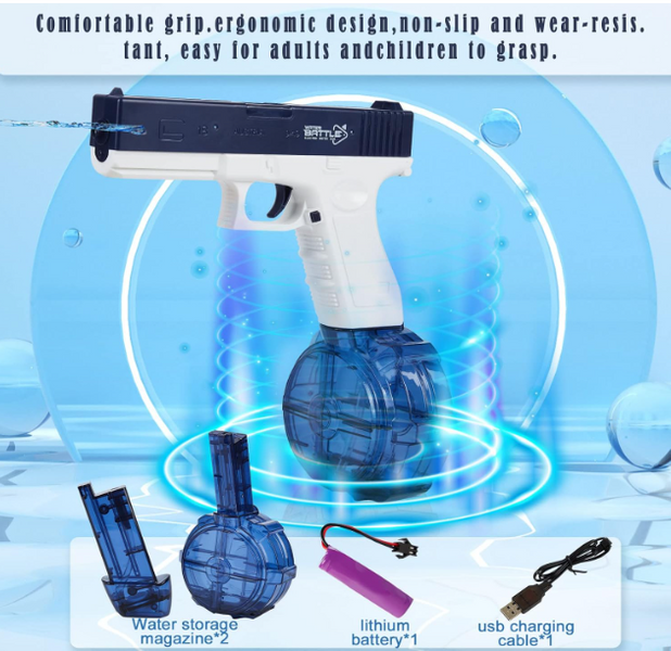 Водяной пистолет Water Gun Glock: Ваш идеальный спутник для летних водных сражений! Описание товара: Водяной пистолет Water Gun Glock &ndash; это не просто игрушка, а высокотехнологичное устройство, обеспечивающее непрерывный поток воды при каждом нажатии на с 0100203 фото