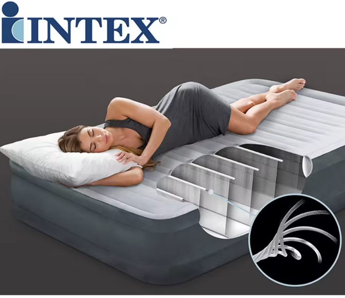 Intex Велюр матрас 67768 размер 137х191х33 см, полуторный, со встроенным насосом 220V 67768 фото